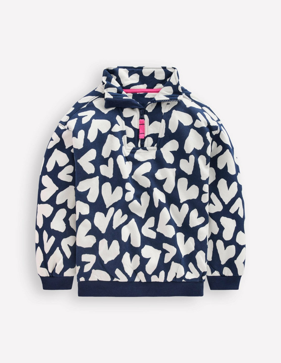 Half-zip Sweatshirt-Navy Hearts / Boden Outlet