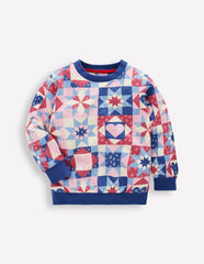 Printed Sweatshirt-Alaskan Blue Patchwork / Boden Discount