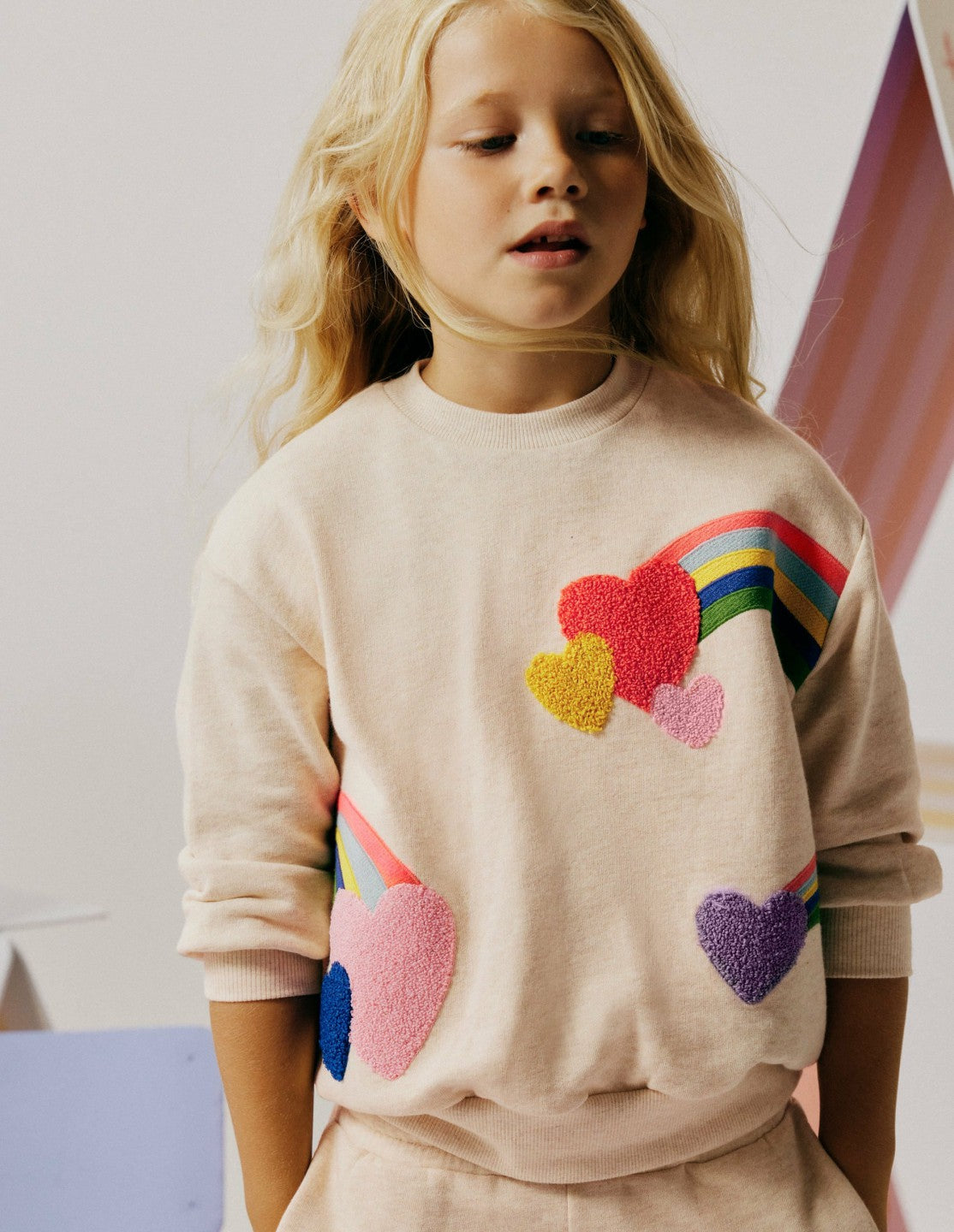 Bobbie Appliqué Sweatshirt-Ivory Rainbows / Boden us
