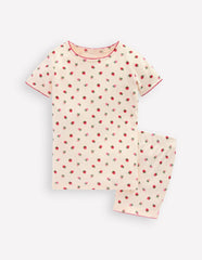 Snug Short John Pyjamas-Almond Pink Strawberry Stripe / Boden