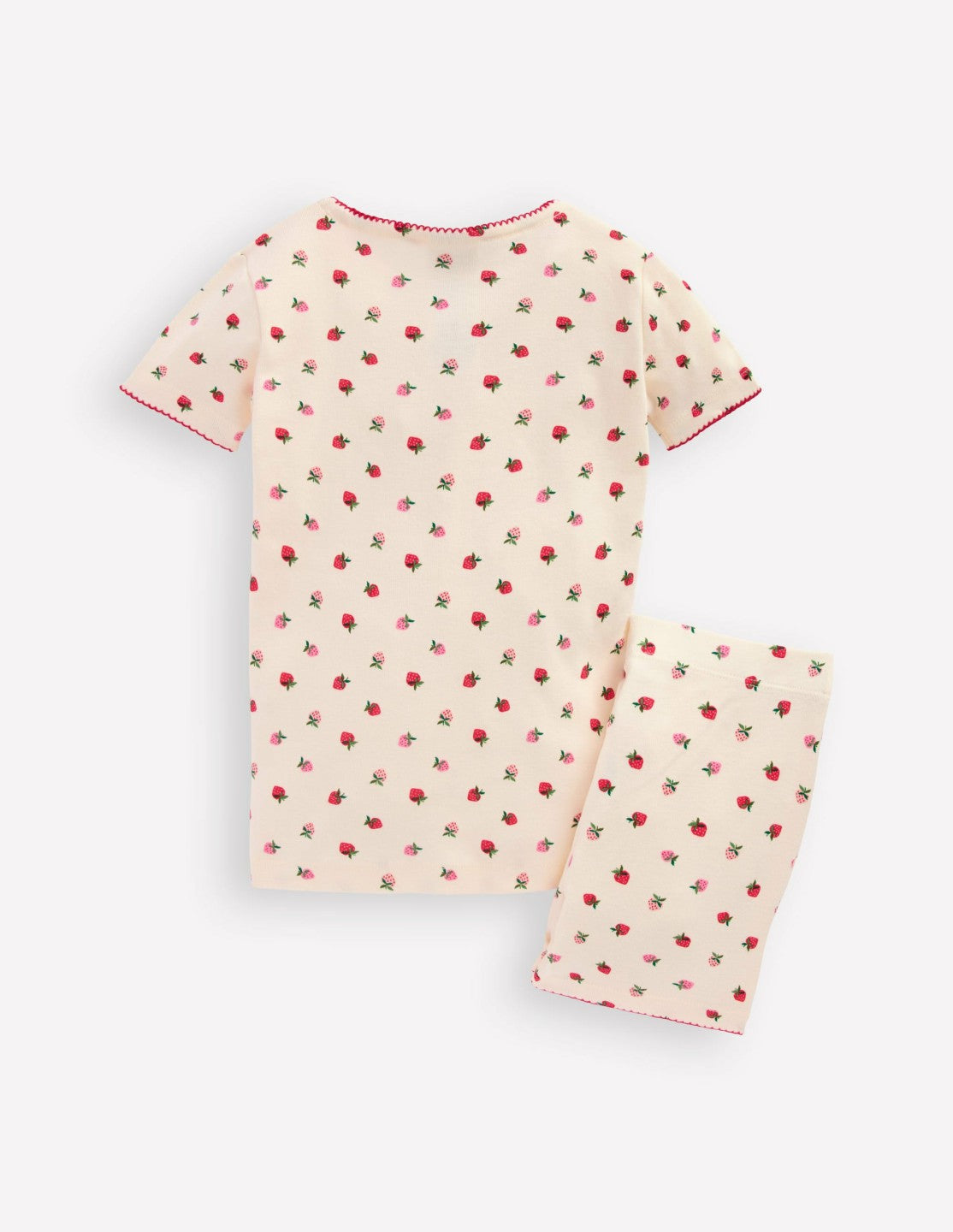 Snug Short John Pyjamas-Almond Pink Strawberry Stripe / Boden