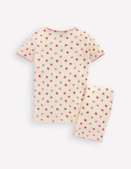 Snug Short John Pyjamas-Almond Pink Strawberry Stripe / Boden