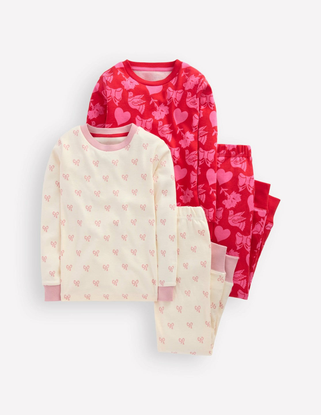 Twin Pack Snug Pajamas-Heart Bow Print / Boden us