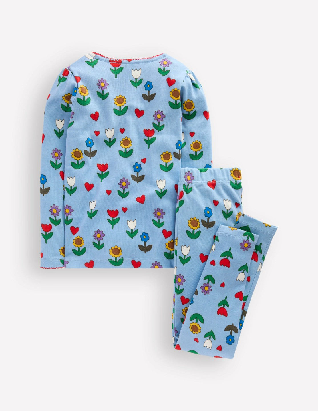 Snug Long John Pajamas-Glacier Blue Sunflower Garden / Boden