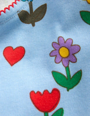 Snug Long John Pajamas-Glacier Blue Sunflower Garden / Boden