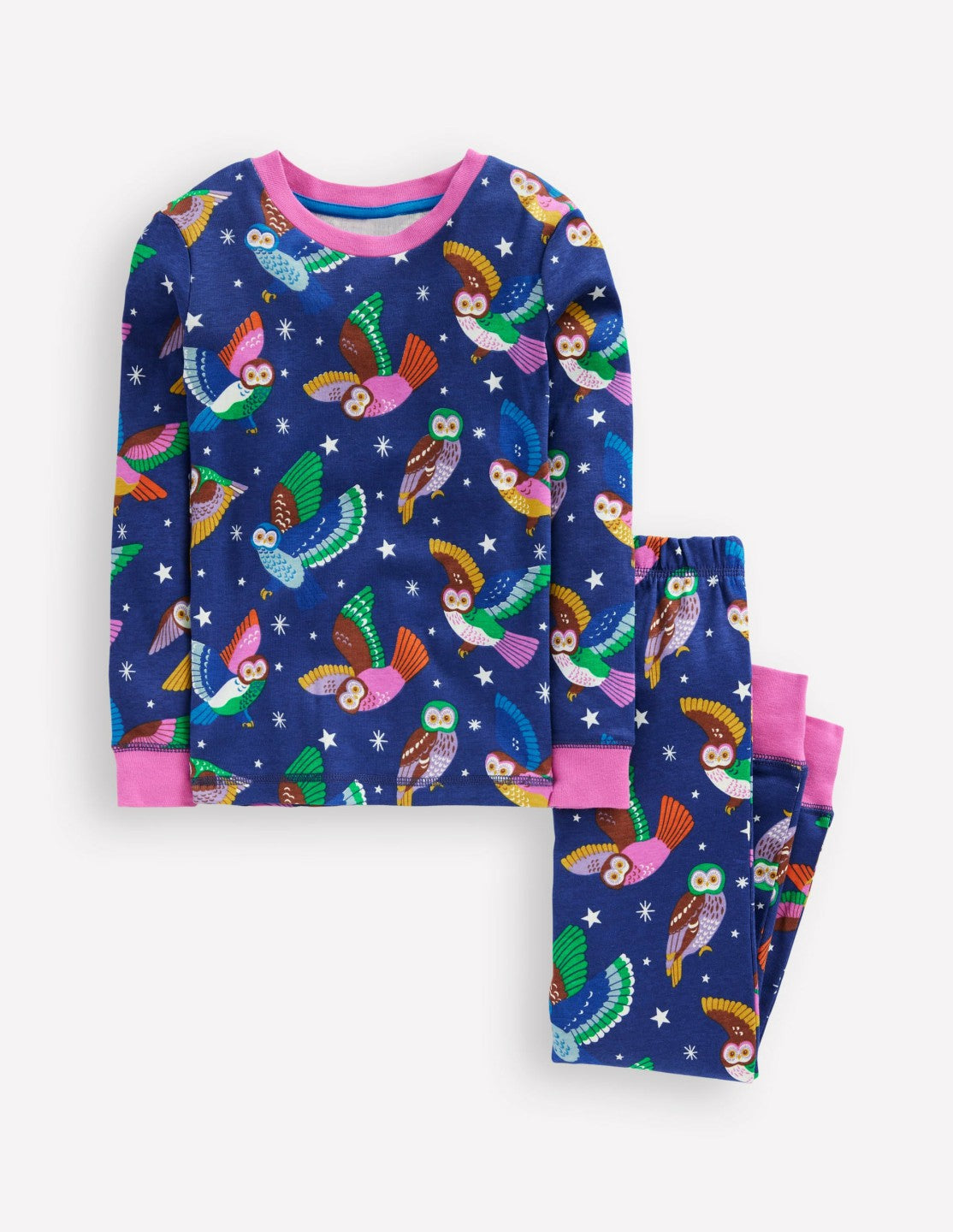 Snug Glow-In-The-Dark Pajamas-Starboard Blue Owls / Boden Discount
