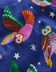 Snug Glow-In-The-Dark Pajamas-Starboard Blue Owls / Boden Discount