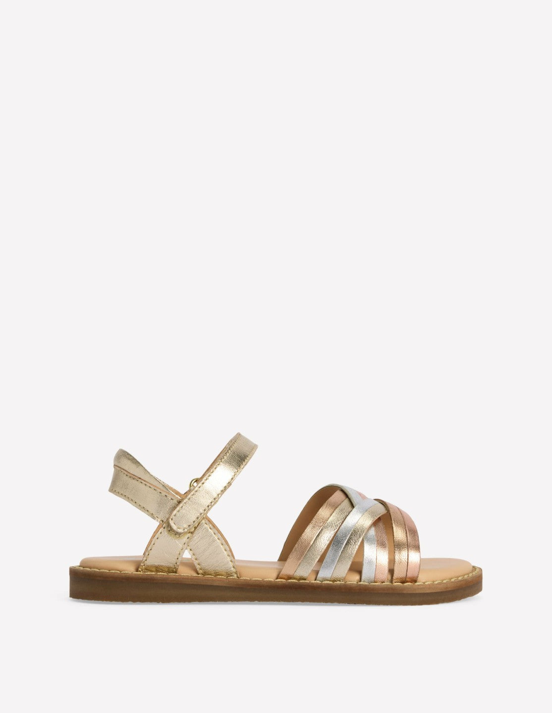 Crossed Leather Sandals-Metallic / Boden Sale
