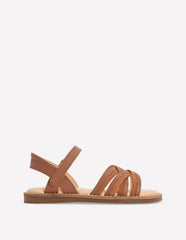 Crossed Leather Sandals-Tan / Boden Online