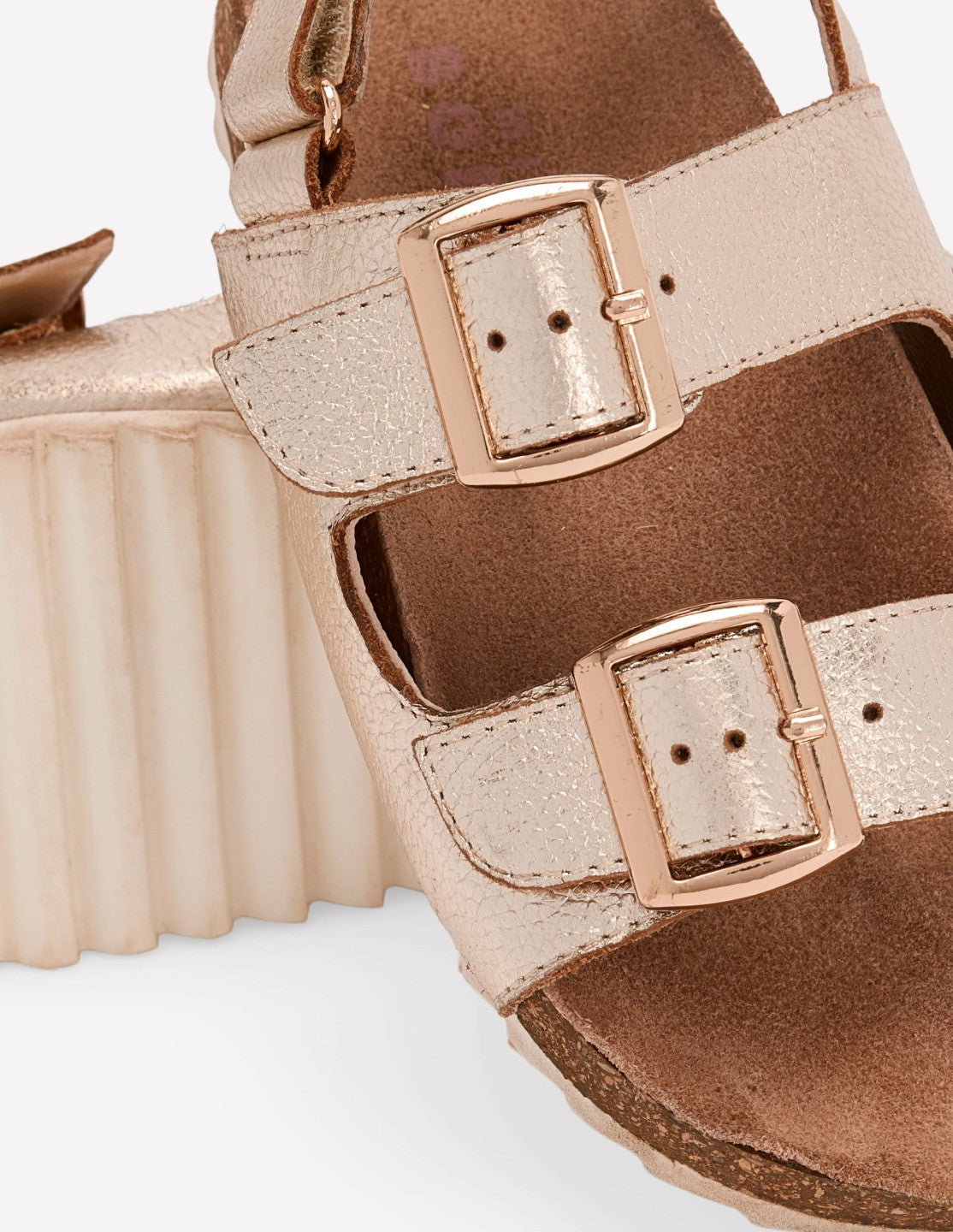 Metallic Double Strap Sandals-Gold / Boden Discount