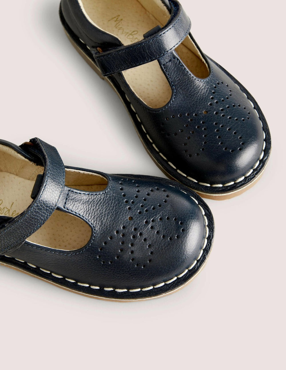 Leather T-bar Flats-Navy / Boden Outlet