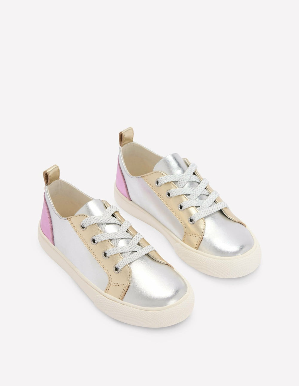 Leather Metallic Low Tops-Metallic / Boden Outlet