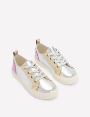 Leather Metallic Low Tops-Metallic / Boden Outlet