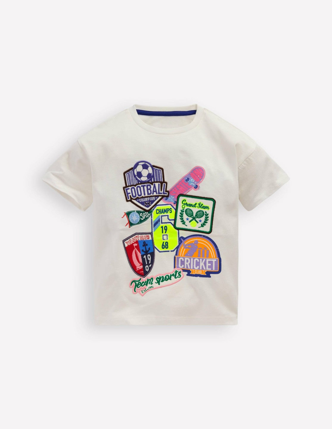 Short Sleeve Badge T-shirt-Soft Ivory Sports / Boden Outlet