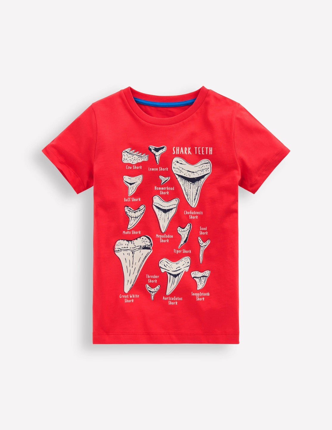 Glow-In-The-Dark T-shirt-Hot Coral Sharks Teeth / Boden