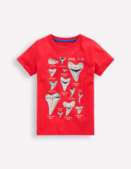 Glow-In-The-Dark T-shirt-Hot Coral Sharks Teeth / Boden