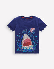 Glow Superstitch T-shirt-College Navy Shark / Boden Discount