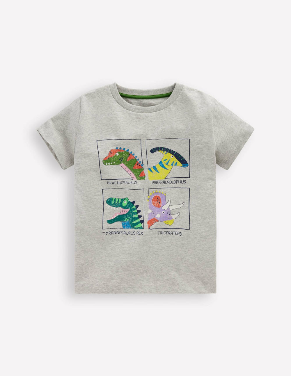 Short Sleeve Graphic T-shirt-Grey Marl Dinos / Boden Sale