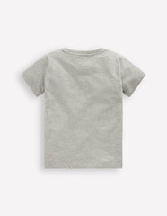 Short Sleeve Graphic T-shirt-Grey Marl Dinos / Boden Sale
