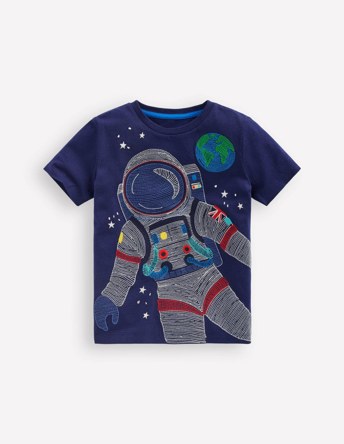 Glow Superstitch T-shirt-College Navy Spaceman / Boden Outlet
