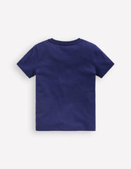 Glow Superstitch T-shirt-College Navy Spaceman / Boden Outlet
