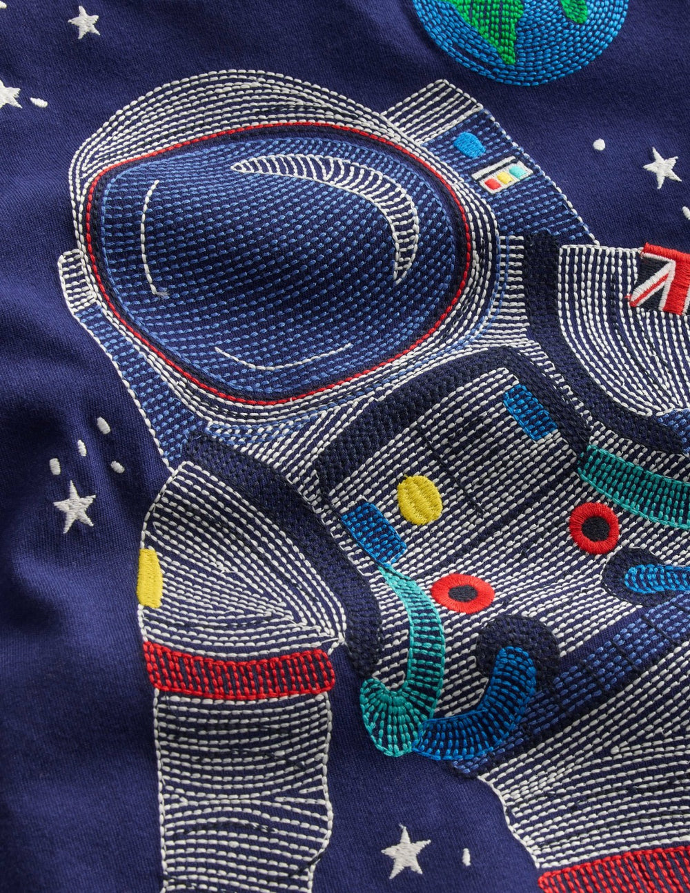 Glow Superstitch T-shirt-College Navy Spaceman / Boden Outlet