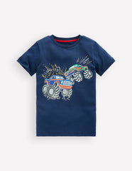 Glow-In-The-Dark T-shirt-Medieval blue Monster trucks / Boden Discount