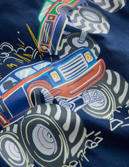 Glow-In-The-Dark T-shirt-Medieval blue Monster trucks / Boden Discount