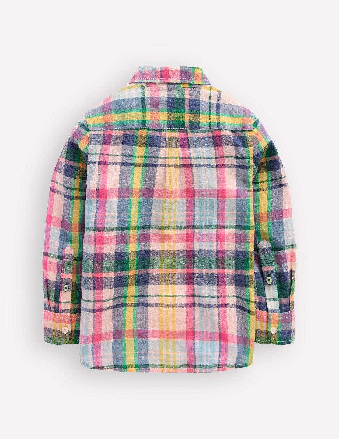 Long Sleeve Cotton Linen Shirt-Madras Check / Boden