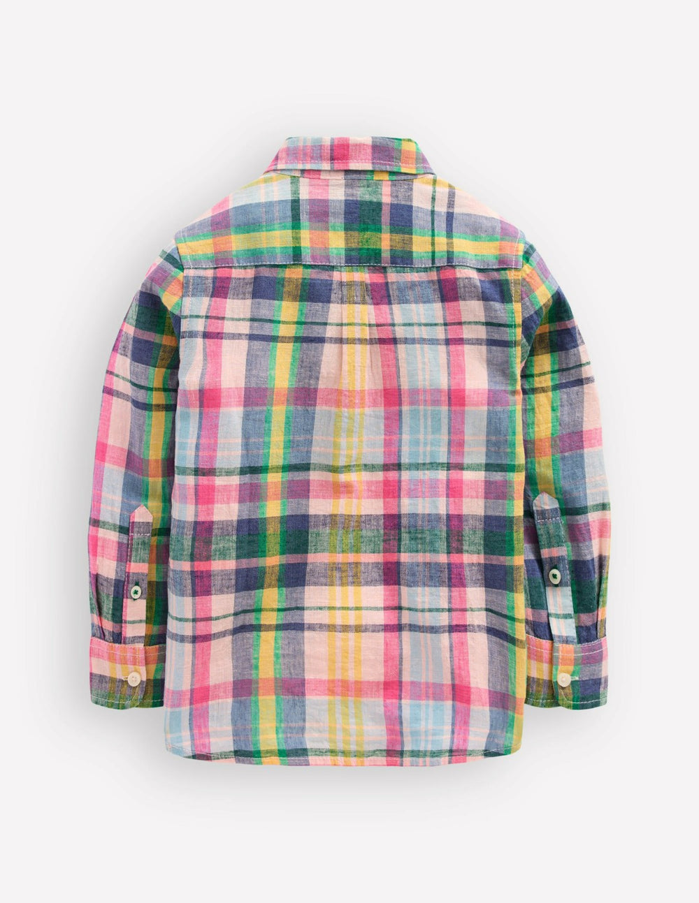 Long Sleeve Cotton Linen Shirt-Madras Check / Boden