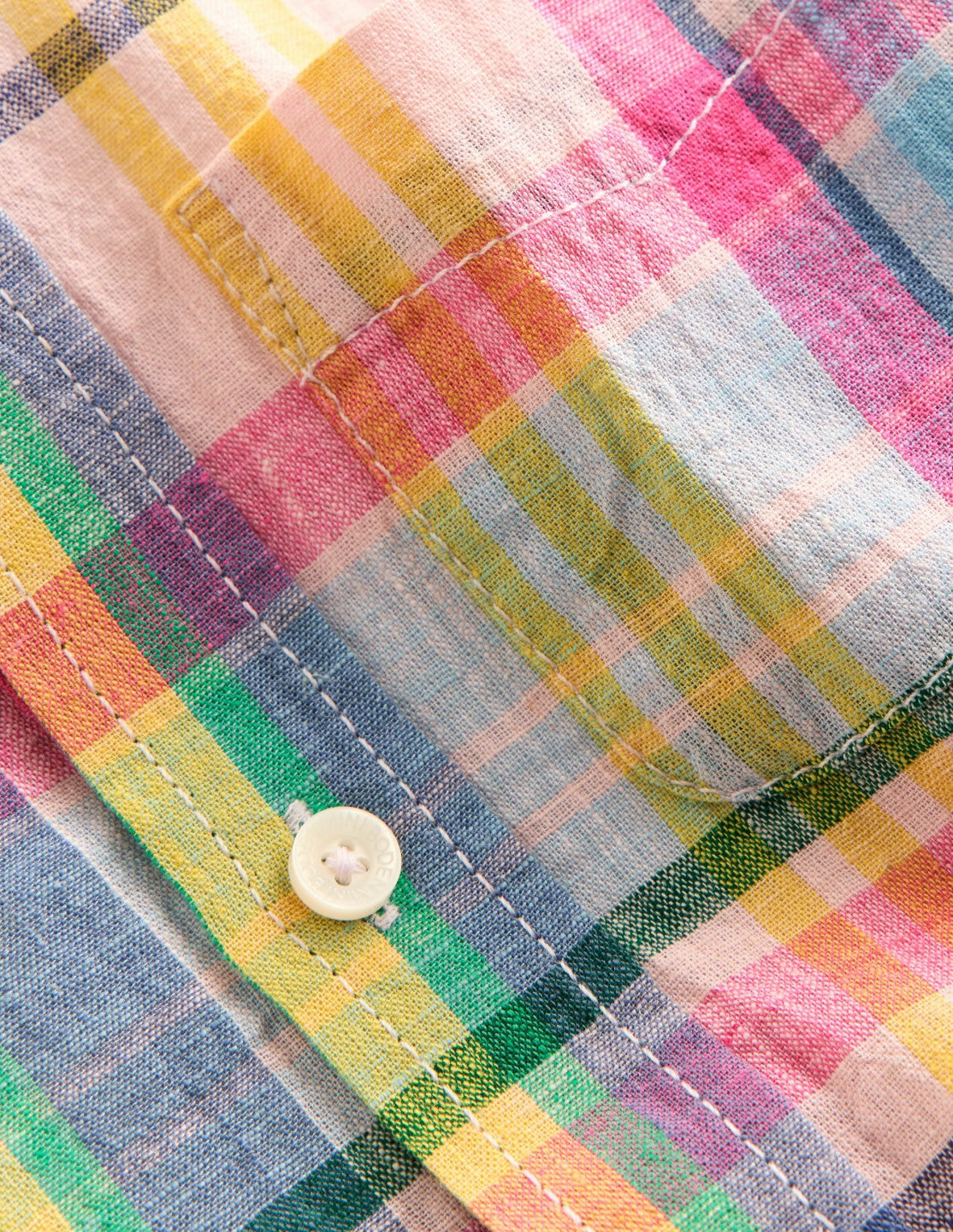 Long Sleeve Cotton Linen Shirt-Madras Check / Boden