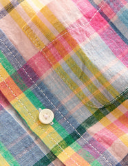 Long Sleeve Cotton Linen Shirt-Madras Check / Boden