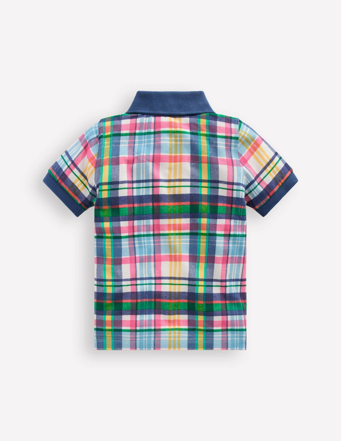 Piqué Polo Shirt-Ivory, Pink & Green Madras / Boden Sale