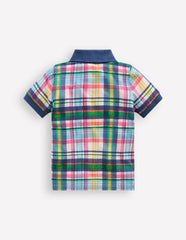 Piqué Polo Shirt-Ivory, Pink & Green Madras / Boden Sale