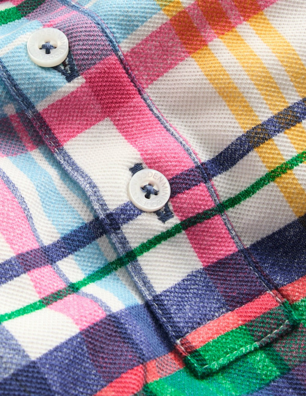 Piqué Polo Shirt-Ivory, Pink & Green Madras / Boden Sale