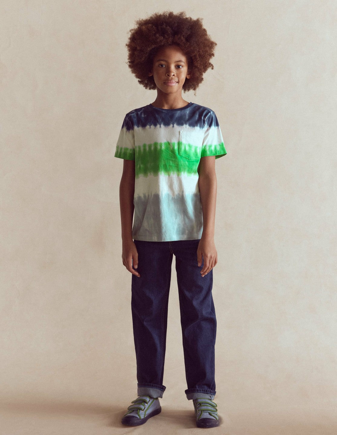 Tie Dye T-shirt-Blue Multi Stripe / Boden Outlet