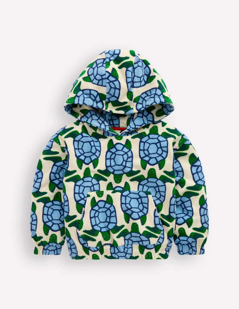 Towelling Pop-over Hoody-Calico White Turtles / Boden On sale