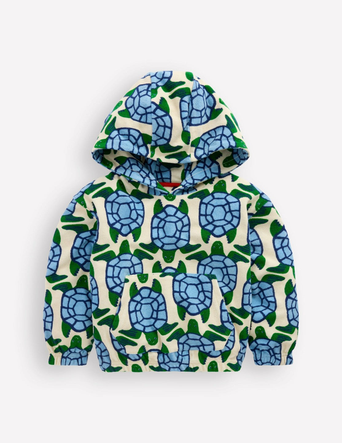Towelling Pop-over Hoody-Calico White Turtles / Boden On sale