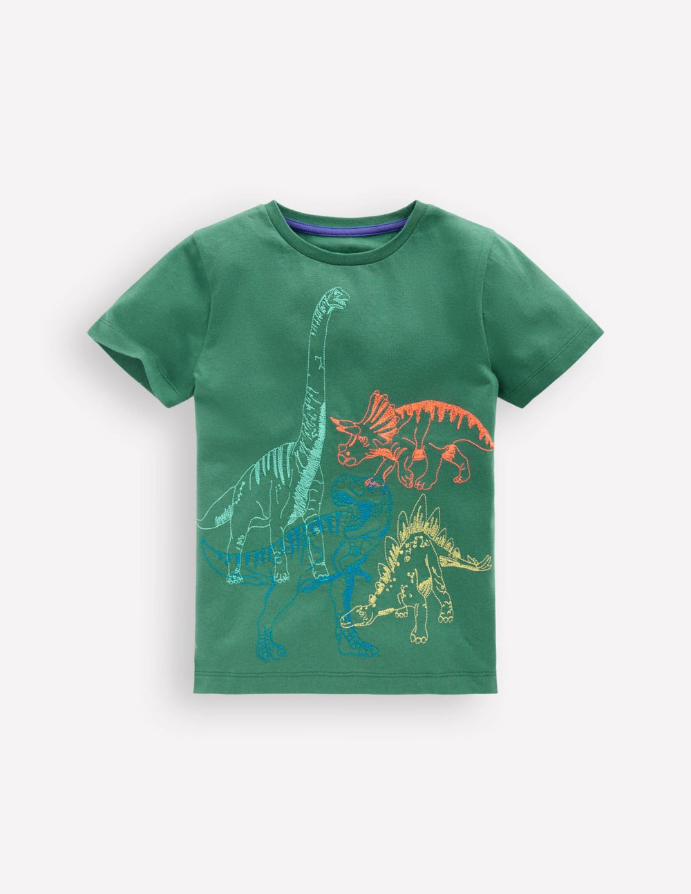 Linear Stitch T-shirt-Spruce Green Dinos / Boden us