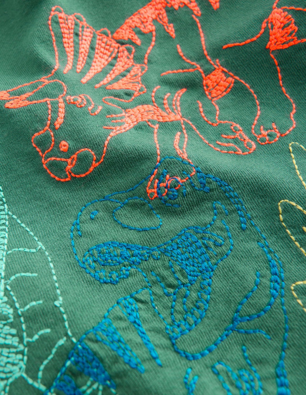 Linear Stitch T-shirt-Spruce Green Dinos / Boden us
