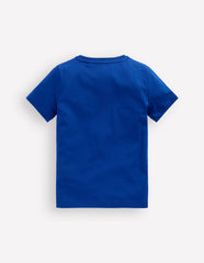 Short Sleeve Graphic T-shirt-Bright Blue Jurasic Era / Boden Sale