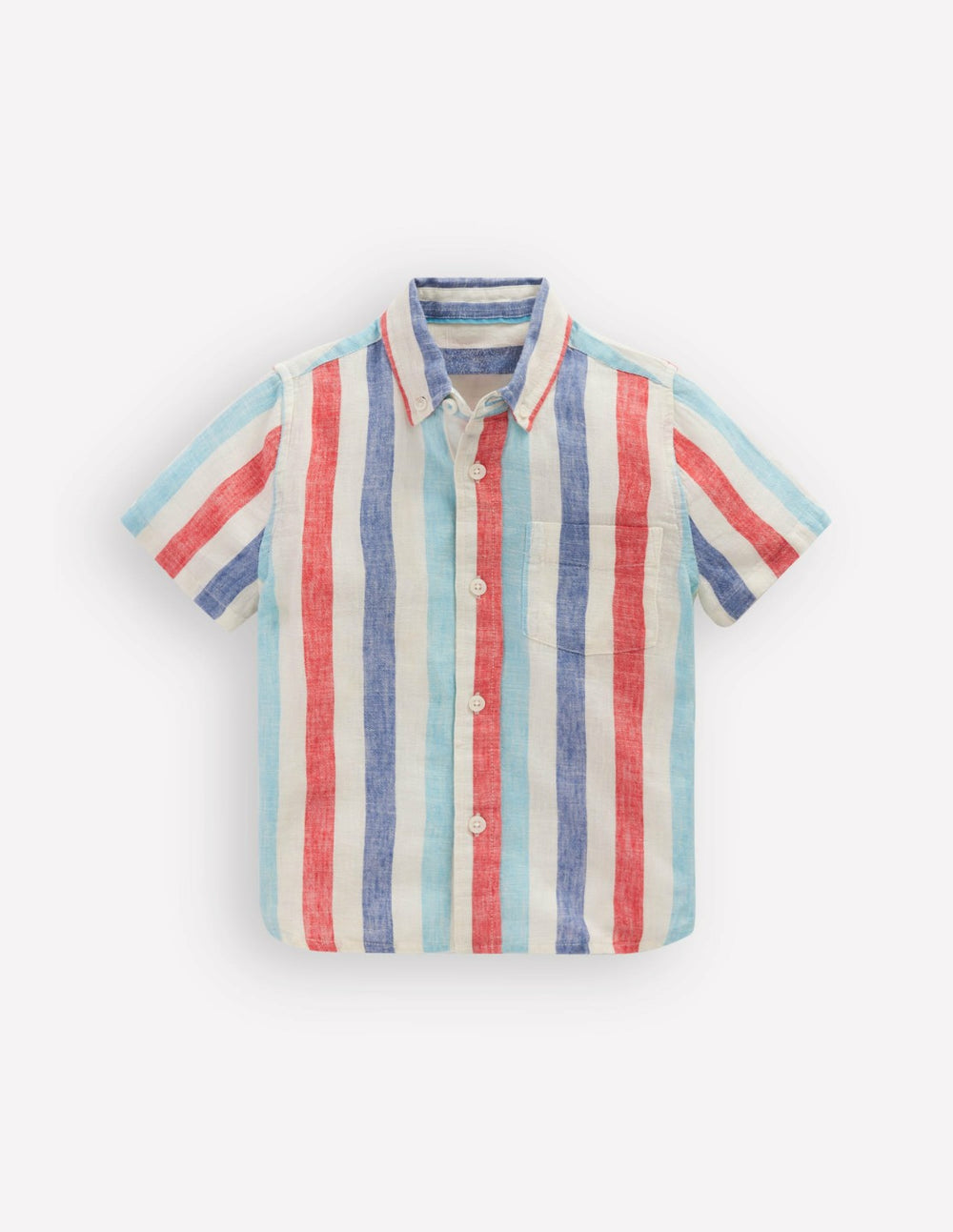 Cotton Linen Shirt-Blue and Red Stripe / Boden Discount