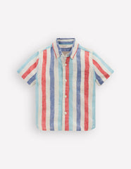 Cotton Linen Shirt-Blue and Red Stripe / Boden Discount
