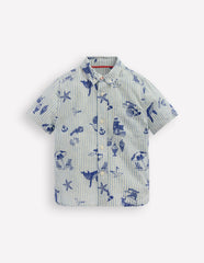 Cotton Linen Shirt-Stripe Seaside / Boden us