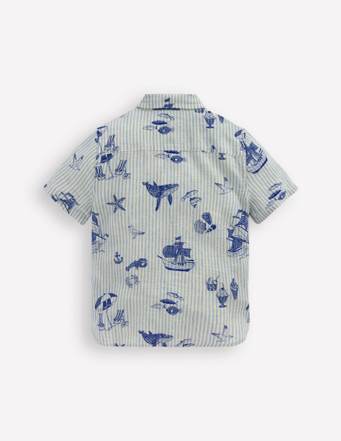 Cotton Linen Shirt-Stripe Seaside / Boden us
