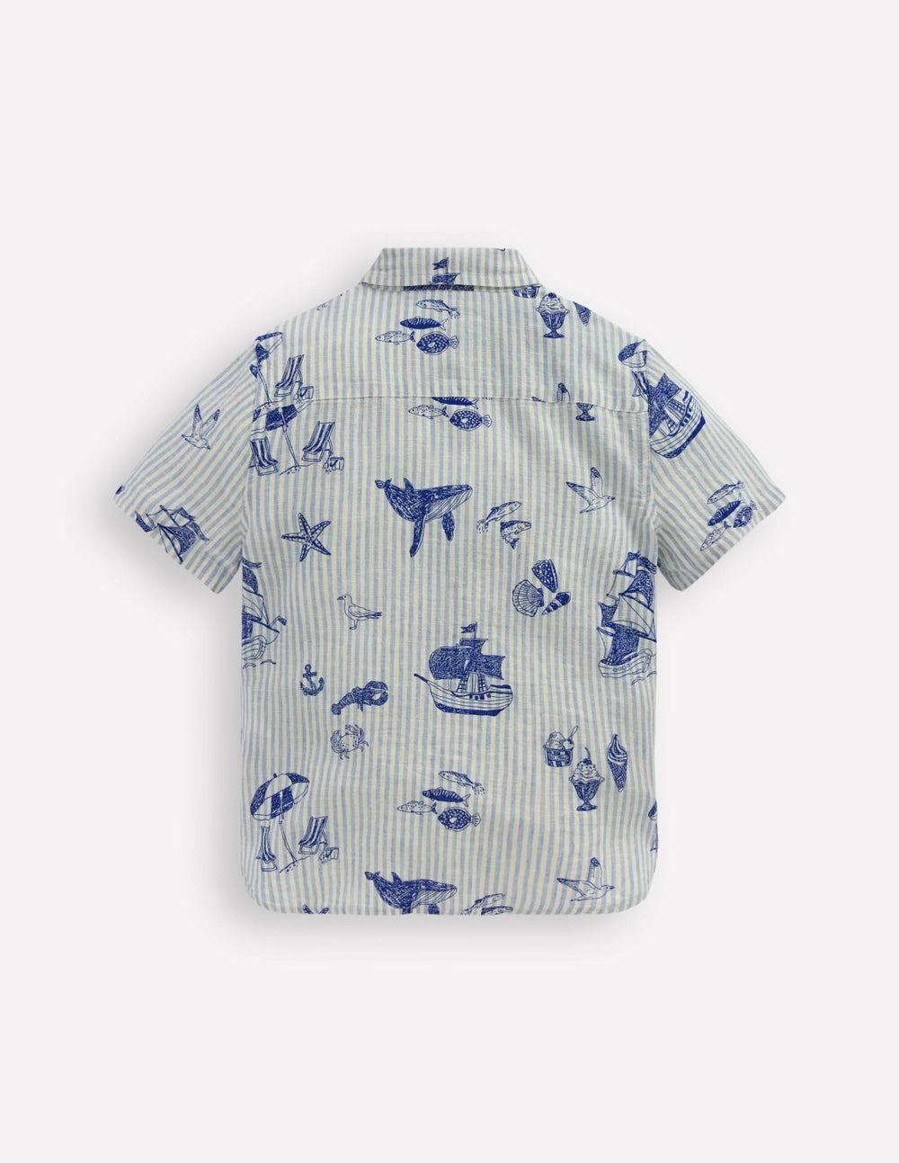 Cotton Linen Shirt-Stripe Seaside / Boden us