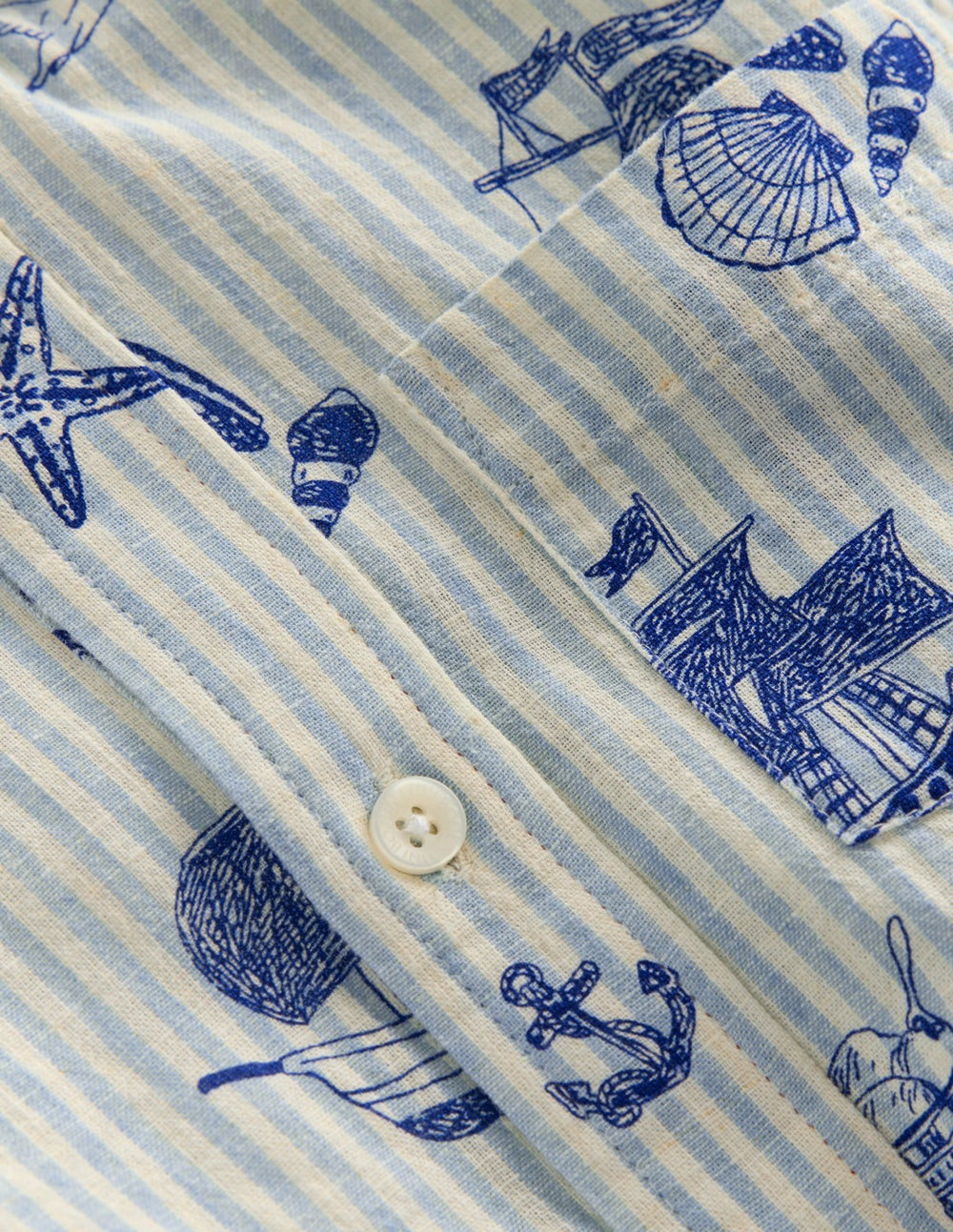 Cotton Linen Shirt-Stripe Seaside / Boden us