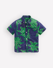 Cotton Linen Shirt-Green Palm Trees / Boden