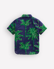 Cotton Linen Shirt-Green Palm Trees / Boden