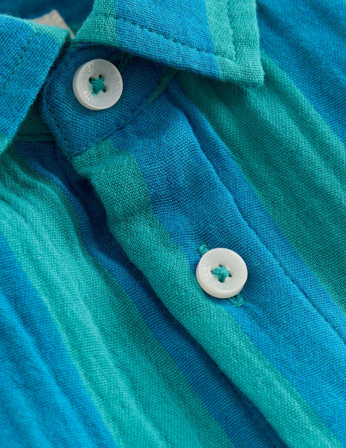 Double Cloth Shirt-Green and Blue Stripe / Boden Online